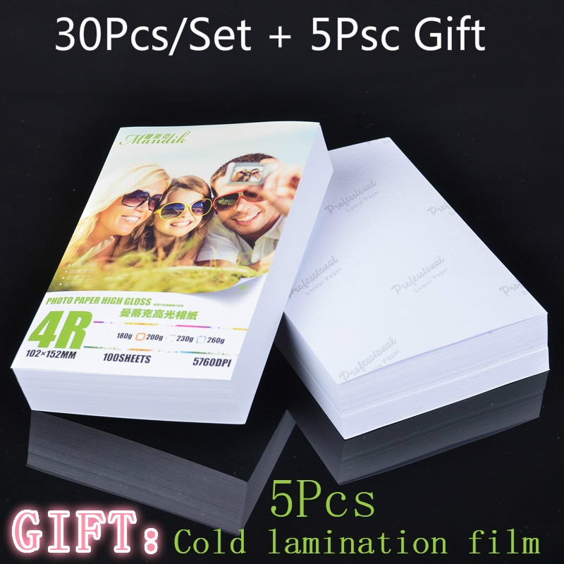 30 Sheets Glossy 4R 6inch 4x6 Photo Paper for Inkjet Printer Paper Imaging  Supplies Printing Paper Photographic Color Coated - Print Store