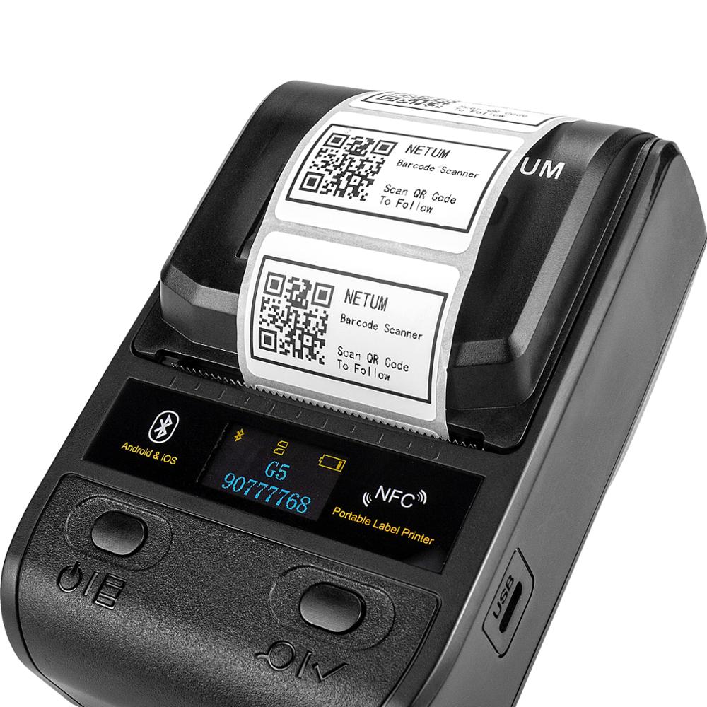 NETUM Bluetooth Thermal Label Printer Mini Portable 58mm Receipt Printer Small Mobile Phone Ipad / iOS NT-G5 - Print Store